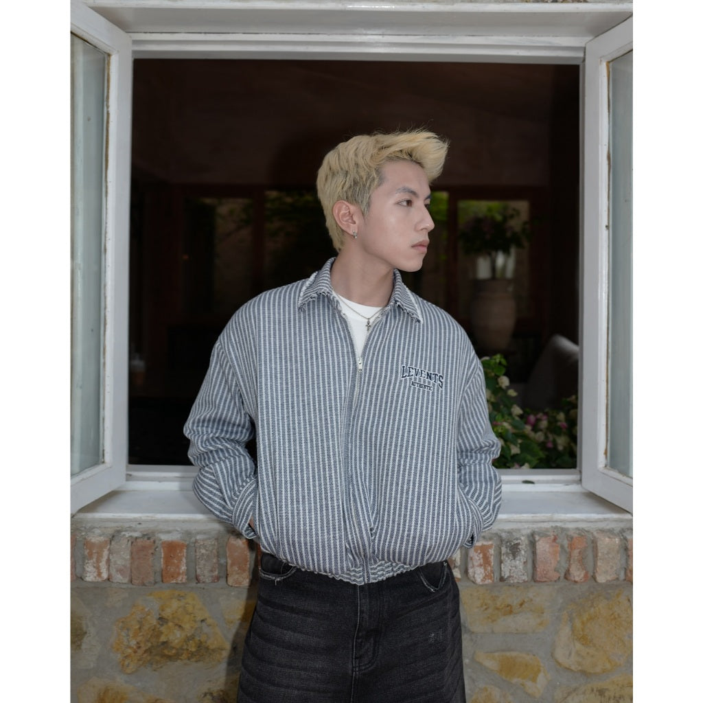 Levents Striped Boxy Khaki Jacket Unisex Sturdy Poly Cotton Blend 