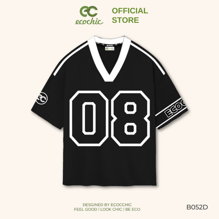 ECOCHIC NUMBER 08 Cardigan T-shirt Genuine Unisex Sports Loose Form Oversize 100% High Quality Cotton B052 