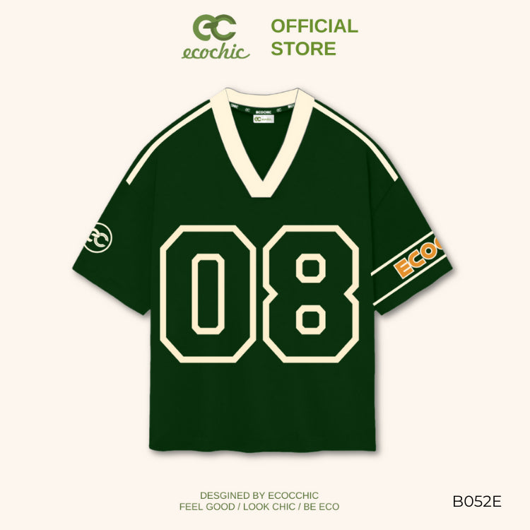 ECOCHIC NUMBER 08 Cardigan T-shirt Genuine Unisex Sports Loose Form Oversize 100% High Quality Cotton B052 