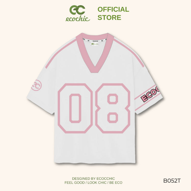 ECOCHIC NUMBER 08 Cardigan T-shirt Genuine Unisex Sports Loose Form Oversize 100% High Quality Cotton B052 