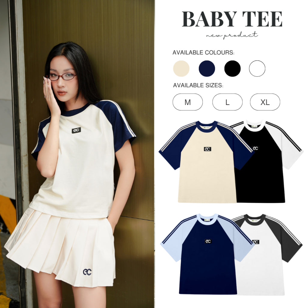Baby Tee T-shirt ECOCHIC RETRO LINE Tag Logo Local Brand Genuine Unisex Slim Form Premium Cotton 100% B051 