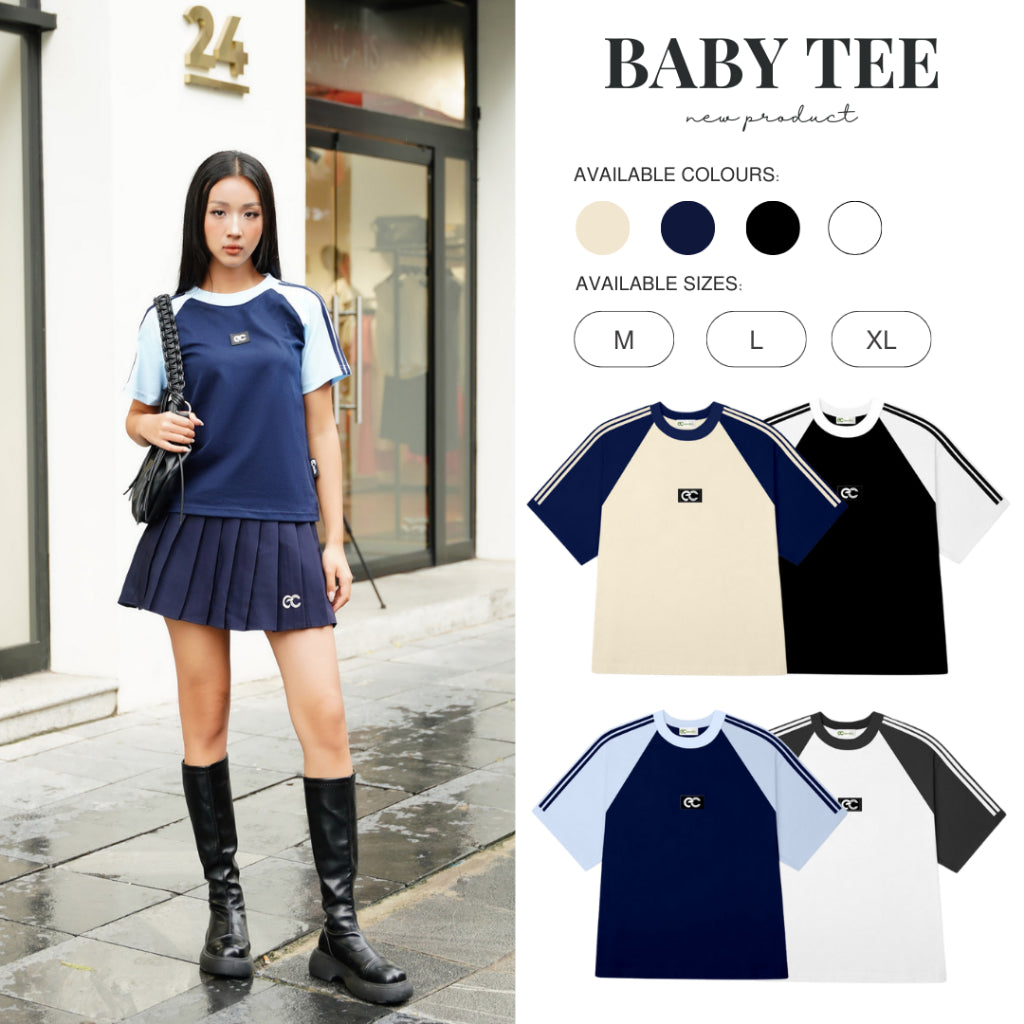 Baby Tee T-shirt ECOCHIC RETRO LINE Tag Logo Local Brand Genuine Unisex Slim Form Premium Cotton 100% B051 
