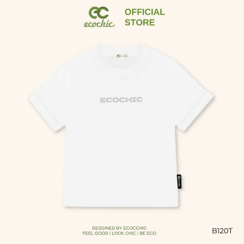 Baby Tee ECOCHIC Embossed Letters T-shirt Made of American Cotton, Fitted, Local Brand, Genuine B120 