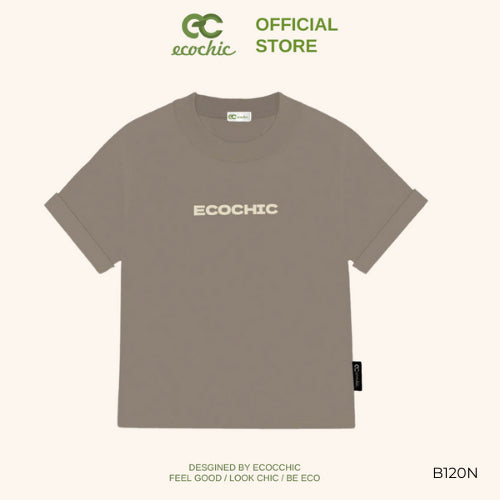 Baby Tee ECOCHIC Embossed Letters T-shirt Made of American Cotton, Fitted, Local Brand, Genuine B120 