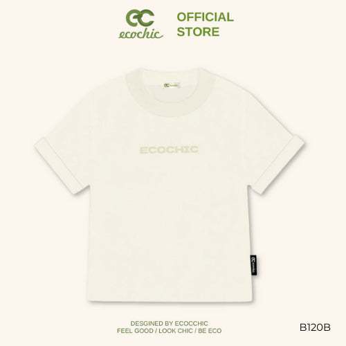 Baby Tee ECOCHIC Embossed Letters T-shirt Made of American Cotton, Fitted, Local Brand, Genuine B120 