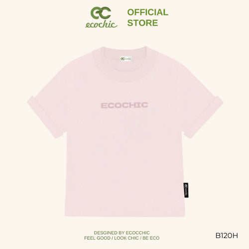 Baby Tee ECOCHIC Embossed Letters T-shirt Made of American Cotton, Fitted, Local Brand, Genuine B120 