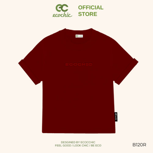 Baby Tee ECOCHIC Embossed Letters T-shirt Made of American Cotton, Fitted, Local Brand, Genuine B120 