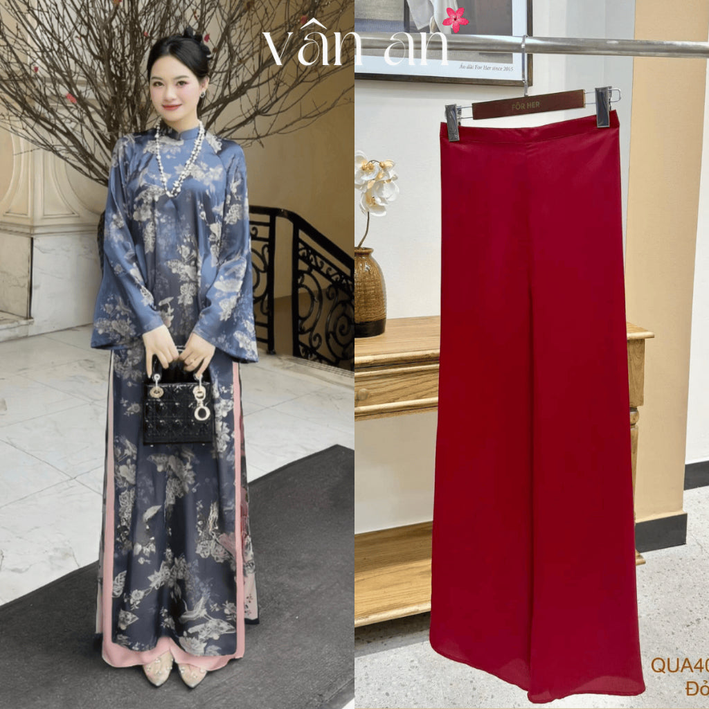 [VAN AN - TET 2026] TRUC XUAN Ao Dai - Long-sleeved, innovative design - High-quality silk brocade with flamingo print