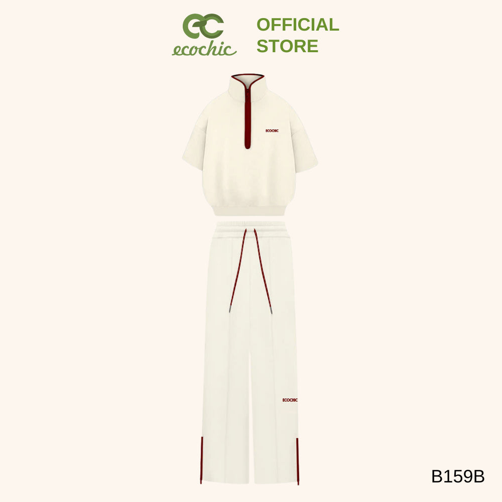 ISA ECOCHIC SET High Neck Shirt, Half Sleeve, Zippered Long Pants, High Quality Ecozy Material, Genuine B159 