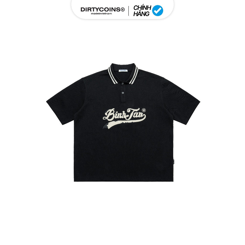 DirtyCoins Polo T-Shirt DirtyCoins Binh Tan Embroidered Black
