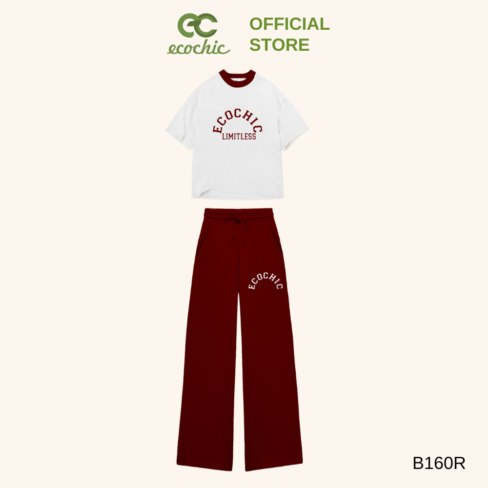 ECOCHIC Set of T-shirt, High-Waisted Pants with EC Logo, High Quality, Genuine B160 