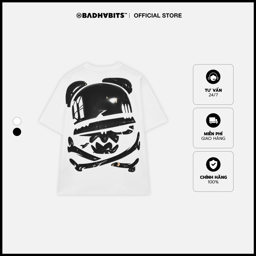 Men's and Women's Bad Habits Fisheye Tee - Black &amp; White - Genuine Local Brand