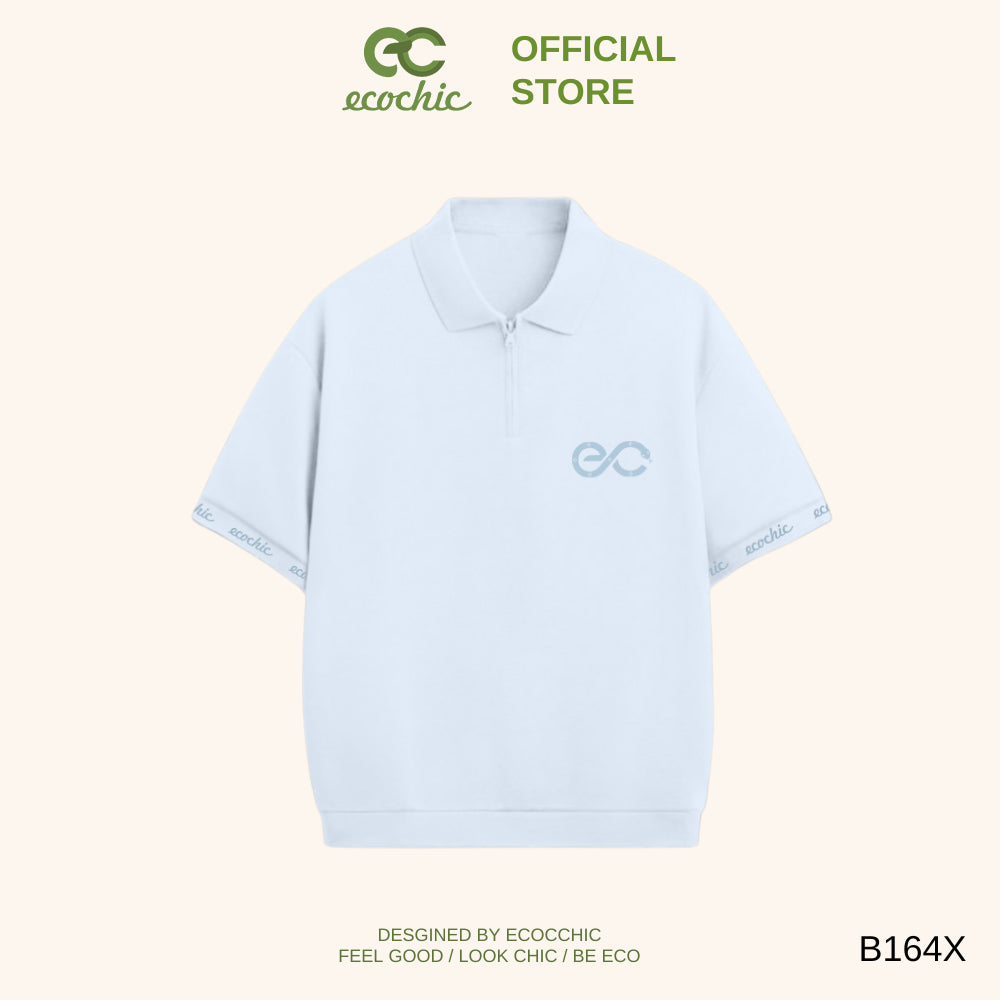 MONARQUE ECOCHIC Polo Shirt 3D Rubber Logo Lightly Hemmed Rib Sleeves Woven Letters Genuine Unisex Men's Women's Weight 260grm B164 
