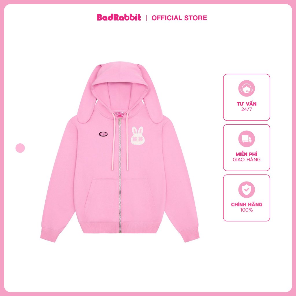 PINKIE RABBIT HOODIE Zip Hoodie - Genuine Local Brand - BAD RABBIT CLUB 