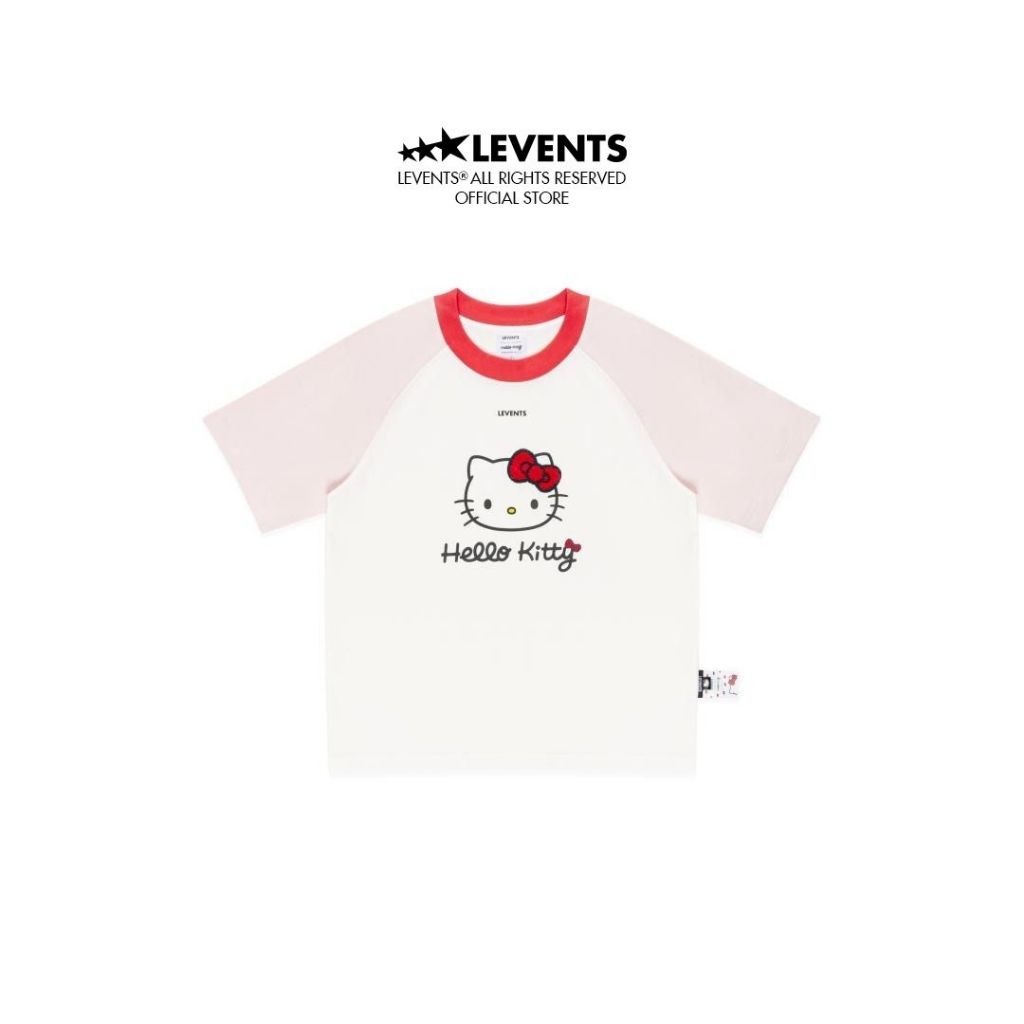 Levents® x Hello Kitty | Regular Icon Raglan Regular Tee/ White 100% Cotton Unisex T-shirt 