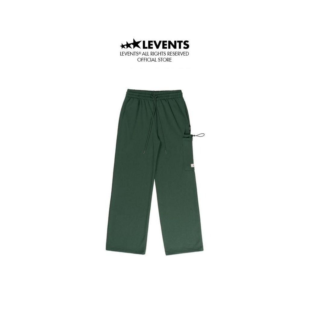 Levents Cargo SweatPants/ Dark Green Thick Fleece Unisex Straight Fit