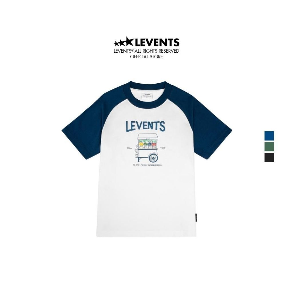 Regular Levents Flower Cart Raglan Tee 100% Cotton Unisex T-shirt 