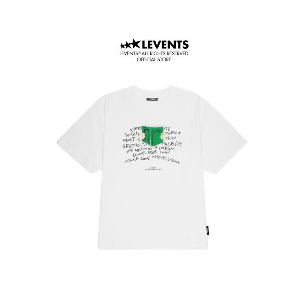 Boxy Levents Book T-shirt/ White Tee 100% Cotton T-shirt Unisex