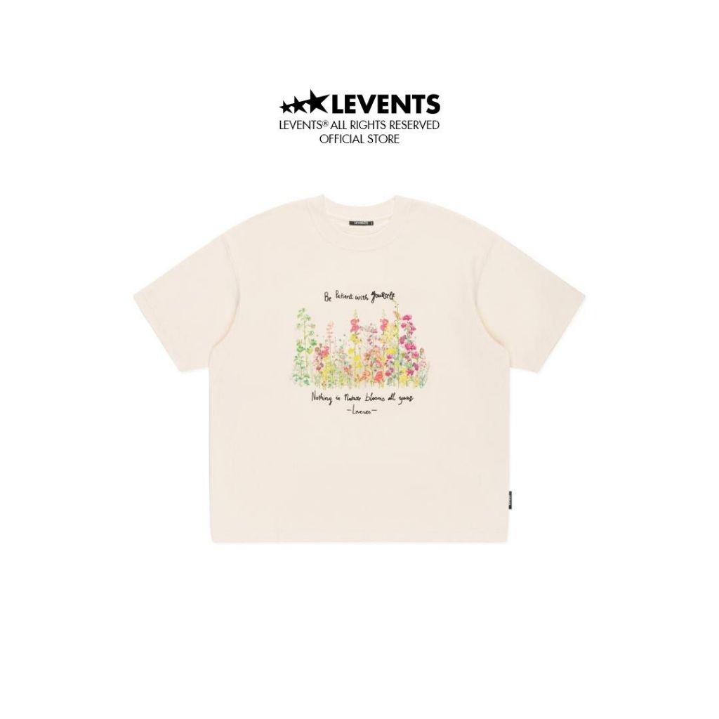 Levents My Garden Semi-Oversize Tee/ Tan 100% Cotton T-shirt Unisex 