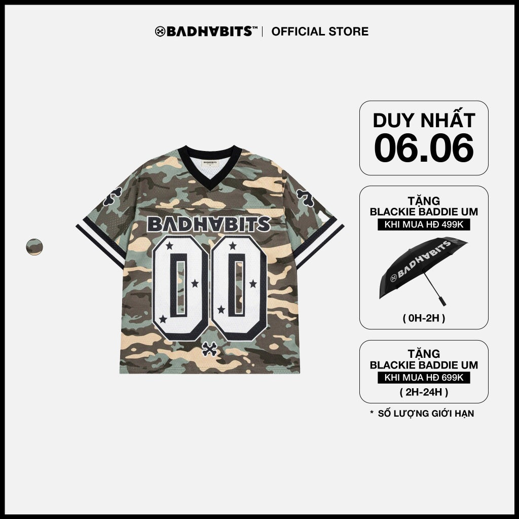 [SẢN PHẨM MỚI] Áo thun Unisex - Áo CAMO DOUBLE ZERO JERSEY - BAD HABITS