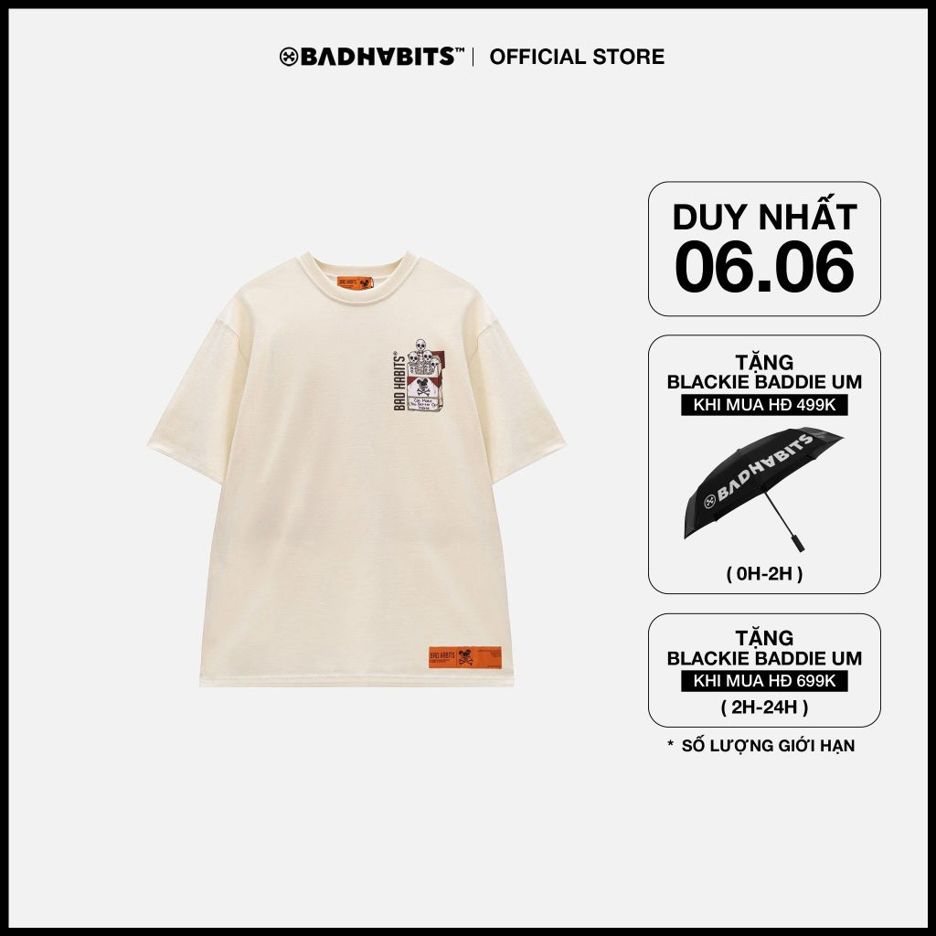 Unisex Bad Habits Tobacco T-shirt Cream Color 100% Cotton - Genuine Local Brand