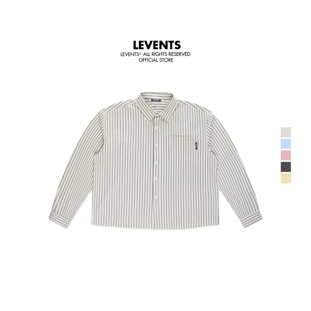 Levents Striped Boxy Long Sleeve Shirt Unisex Poplin 