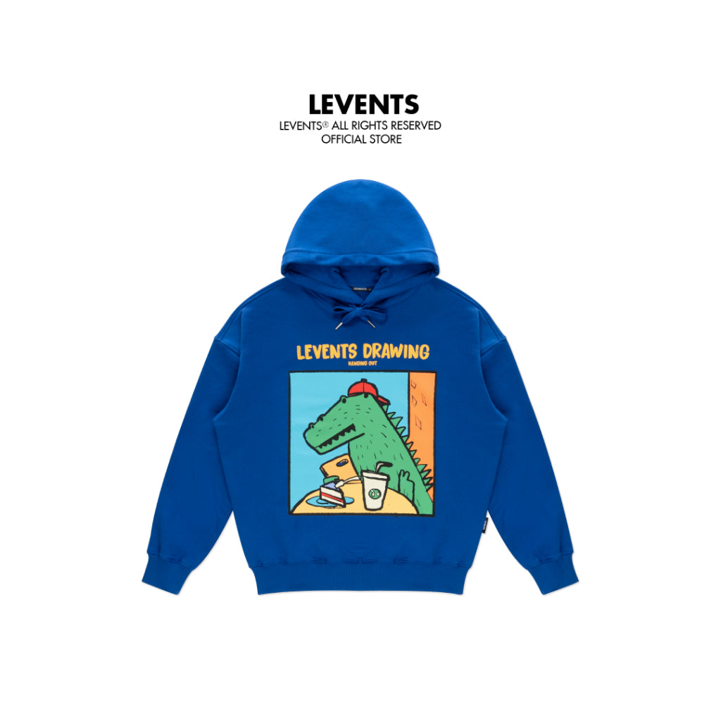 Áo Hoodie Levents Crocodile/ Blue Chất Nỉ Chân Cua Unisex Oversized