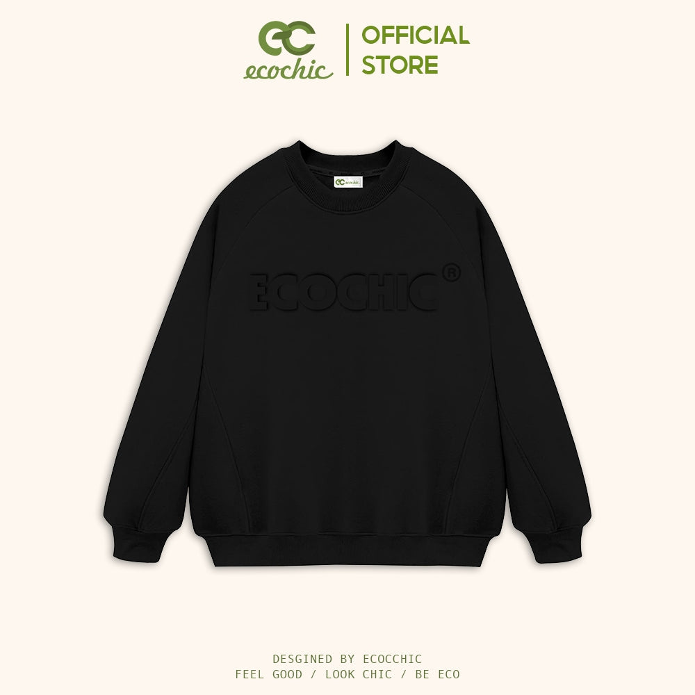 ECOCHIC Local Brand Unisex Sweater for Men and Women Couple Wear, Cotton Fleece Material, Slim Fit B102