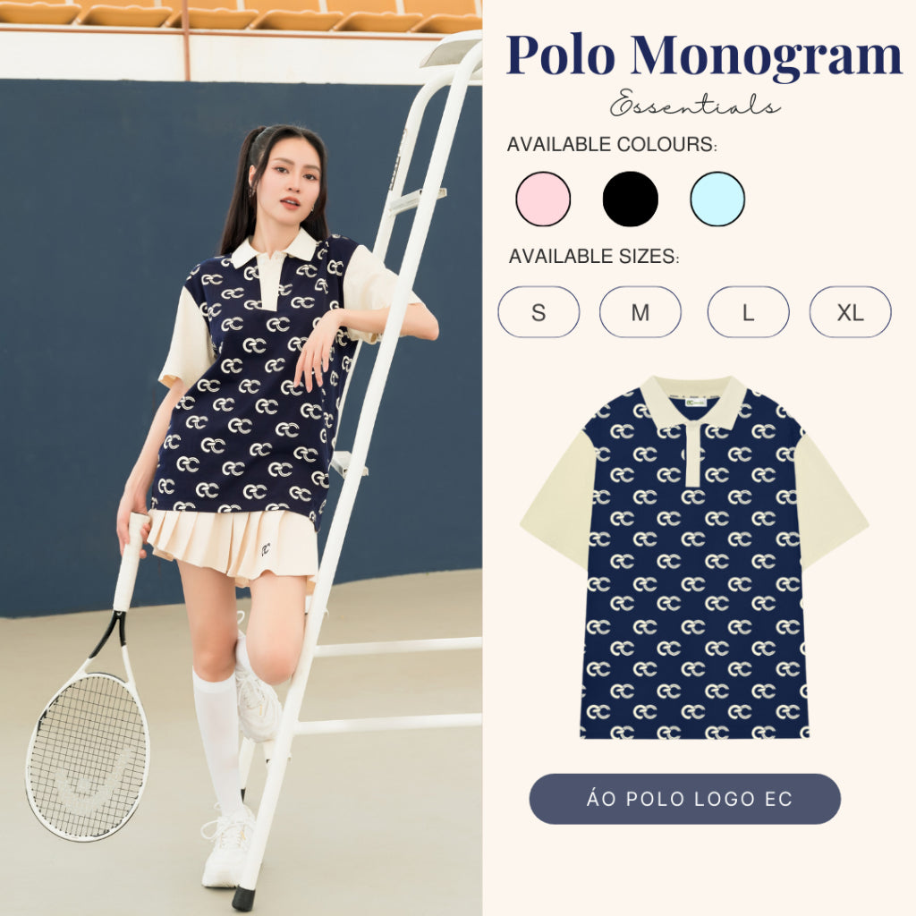 ECOCHIC EC MONOGRAM ESSENTIALS Polo Shirt Local Brand Genuine Unisex Men and Women Premium Cotton 100% B017 