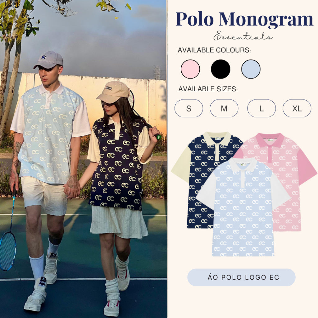 ECOCHIC EC MONOGRAM ESSENTIALS Polo Shirt Local Brand Genuine Unisex Men and Women Premium Cotton 100% B017 