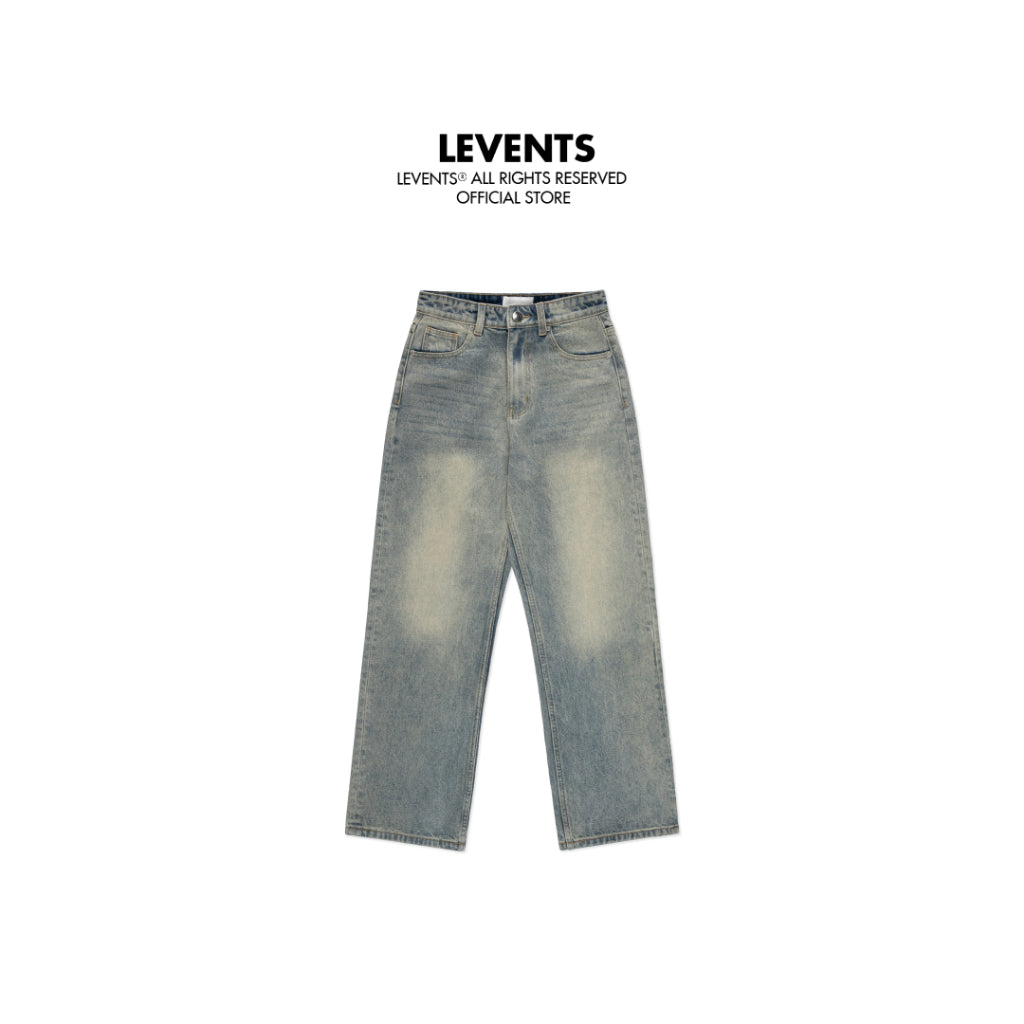 Quần Jeans Levents Straight Washed Jeans/ Smoky Aqua Pants Chất Denim Unisex Straight Fit