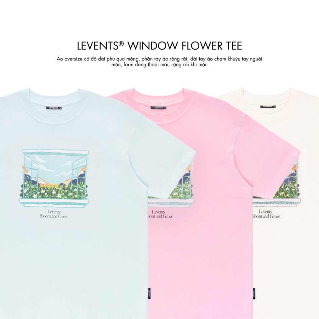 Levents Flowers Window Tee 100% Cotton Unisex Oversized T-shirt 