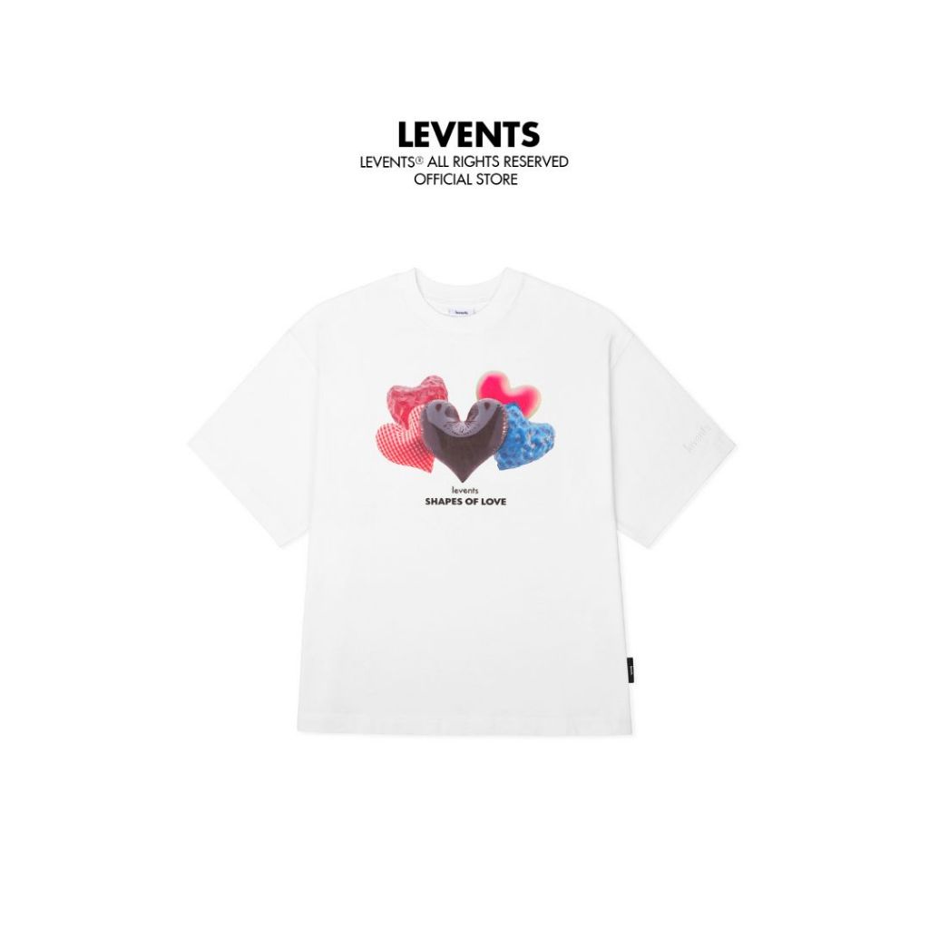 Drop Shoulder Levents Shapes of Heart/ White Tee 100% Cotton Unisex Oversized T-shirt