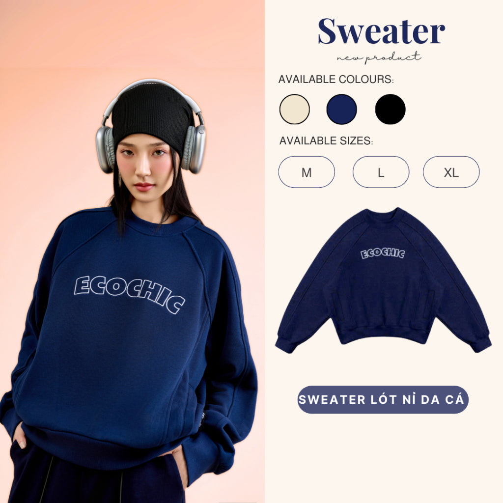 (LINK SALE) Set Bộ Áo Nỉ Quần Dài ECOCHIC Chất Liệu Nỉ Da Cá Có Túi Local Brand Chính Hãng Unisex Nam Nữ B101 B107