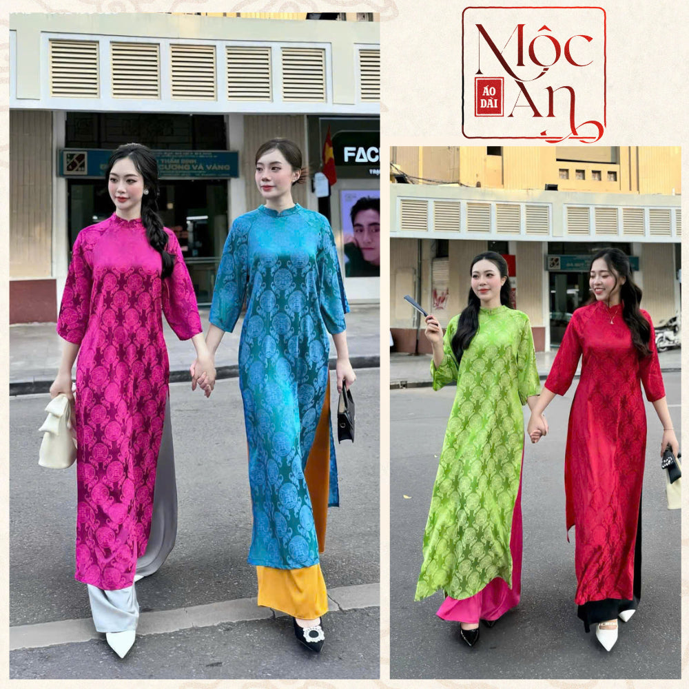 Longevity Batwing Brocade Ao Dai - Moc An Ao Dai, a modern, loose-fitting Ao Dai that's easy to wear and hides imperfections well. 