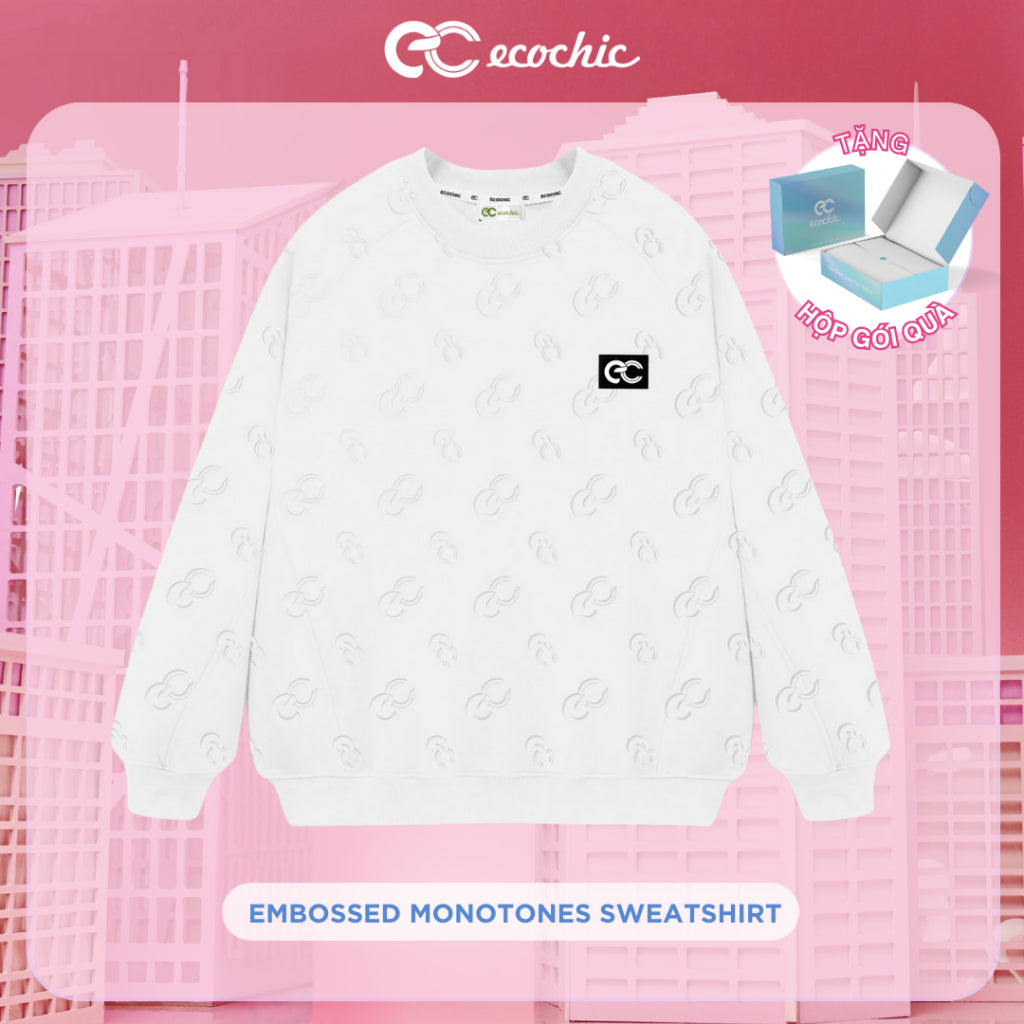 ECOCHIC EMBOSSED MONOTONES SWEATSHIRT Sweater High Quality Silk New Technology Genuine Many Colors B111