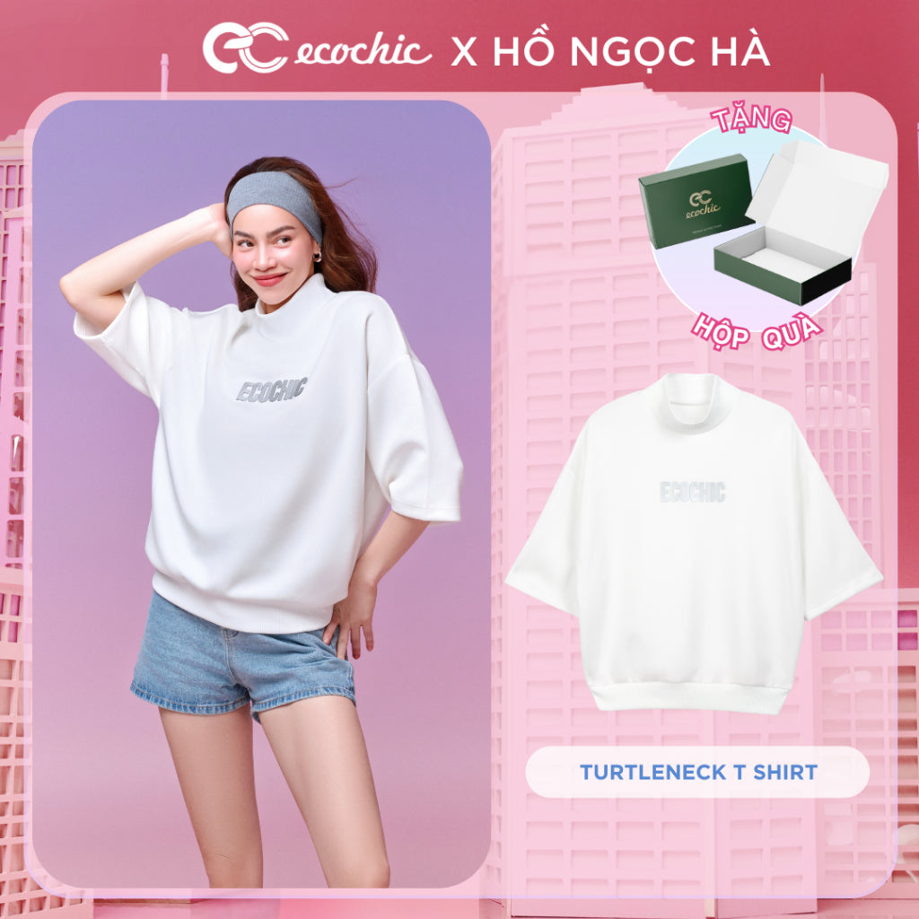 ECOCHIC TURTLENECK TSHIRT Short Sleeve T-Shirt Made of High Quality Ecozy Material, New Technology Unisex TIMELESS ESSENTIALS B110