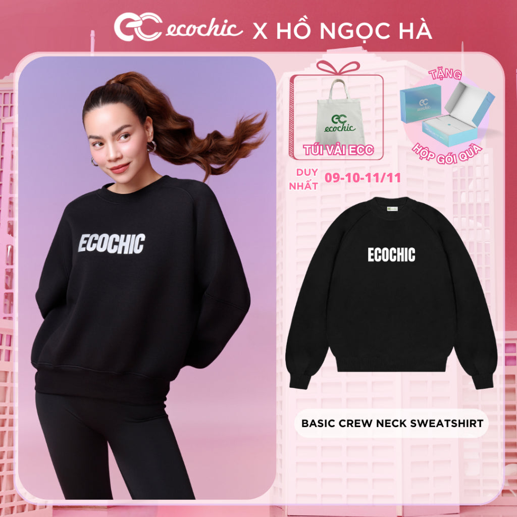 Ecochic BASIC CREW NECK SWEATSHIRT Sweater High Quality Silk New Technology Genuine Many Colors B091