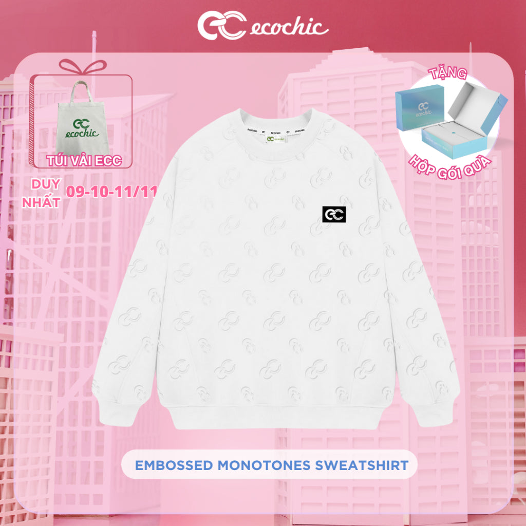 ECOCHIC EMBOSSED MONOTONES SWEATSHIRT Sweater High Quality Silk New Technology Genuine Many Colors B111