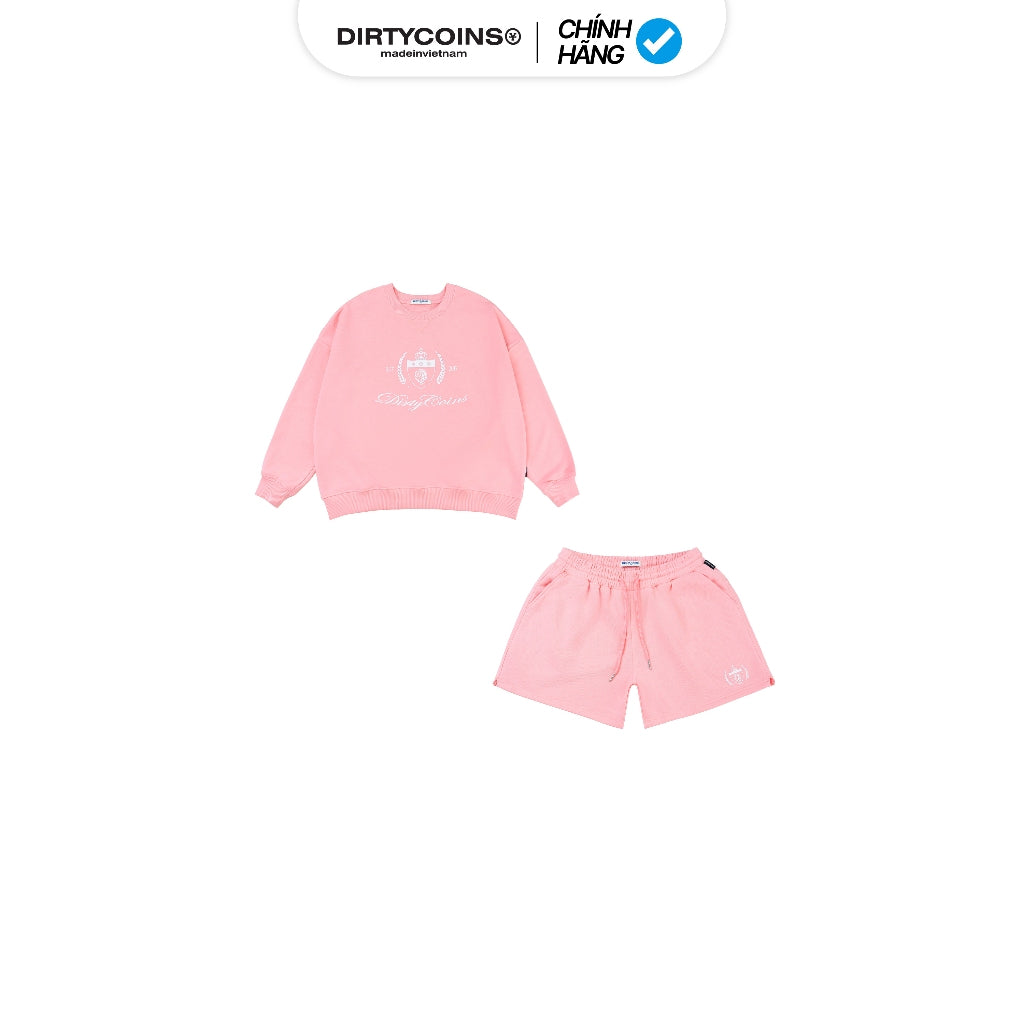 Combo Áo Quần DirtyCoins Sweatshirt Academy Script + Sweatshorts Academy - Pink