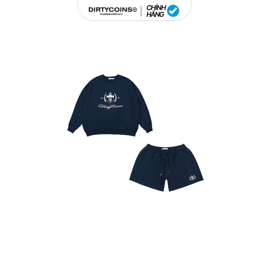 Combo Quần Áo DirtyCoins Sweatshirt Academy Script + Sweatshorts Academy - Blue