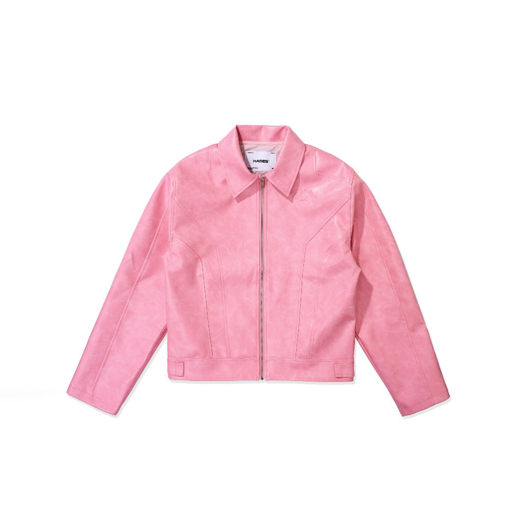 HADES Pinkie Crew Leather Jacket - Genuine HADES Brand Unisex long-sleeved leather jacket