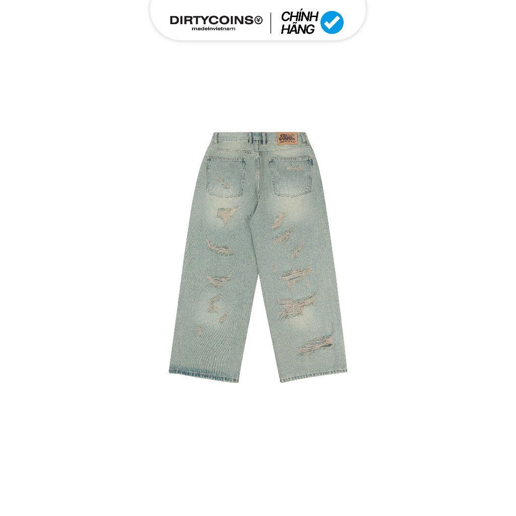 DirtyCoins Denim Pants Baggy Destroy - Blue Wash