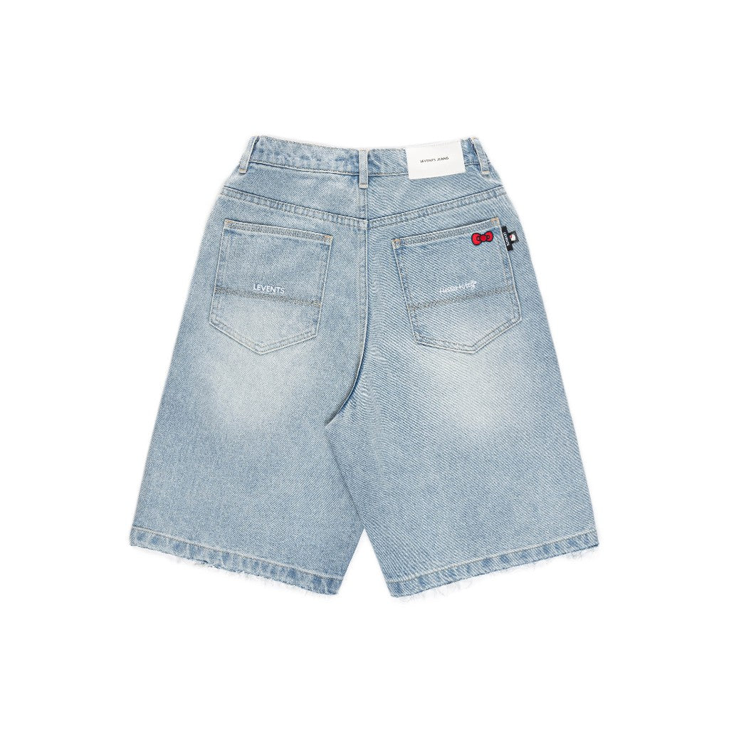 Levents® x Hello Kitty | Quần Đùi Bow Jorts/ Blue Chất Denim Túi Hộp Unisex Jorts