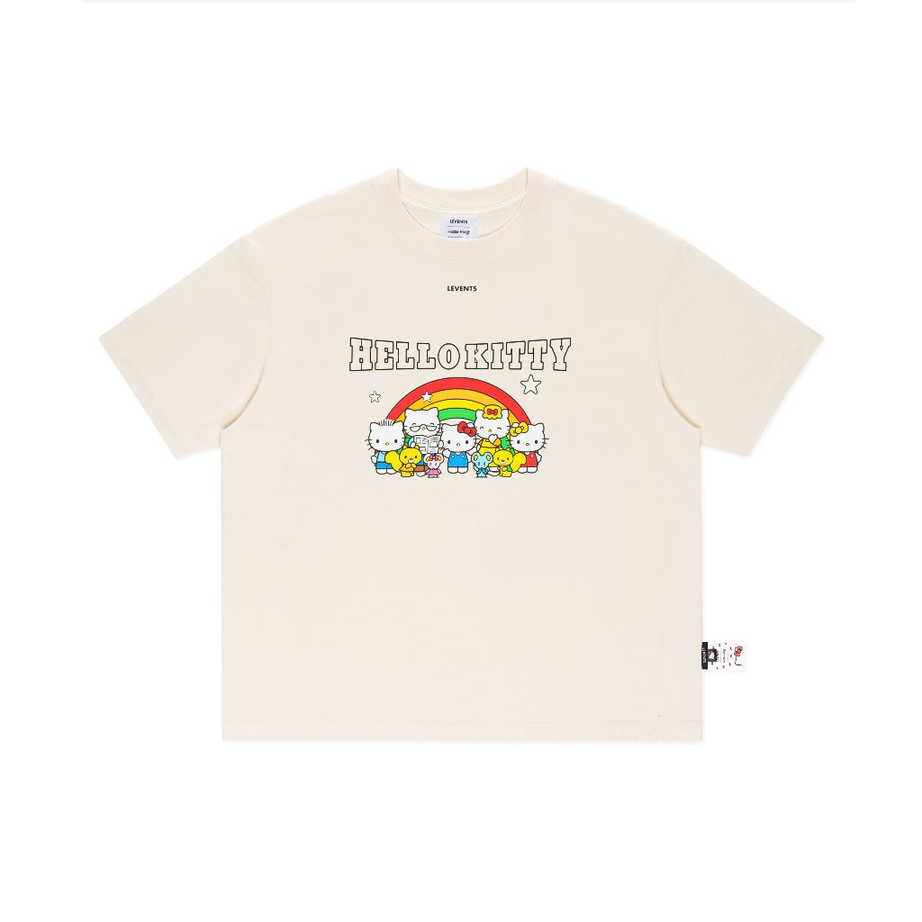 Levents® x Hello Kitty | Áo Thun Rainbow Semi-Oversized Tee 100% Cotton T-shirt Unisex