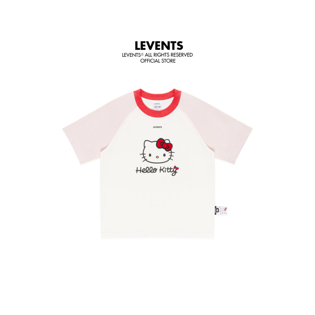 Levents® x Hello Kitty | Áo Thun Regular Icon Raglan Regular Tee/ White 100% Cotton Unisex T-shirt