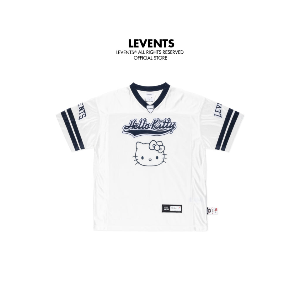 Levents® x Hello Kitty | Áo Jersey Champion Oversized Jersey/ White Thun Lưới Thái Và Tricot Bóng Unisex