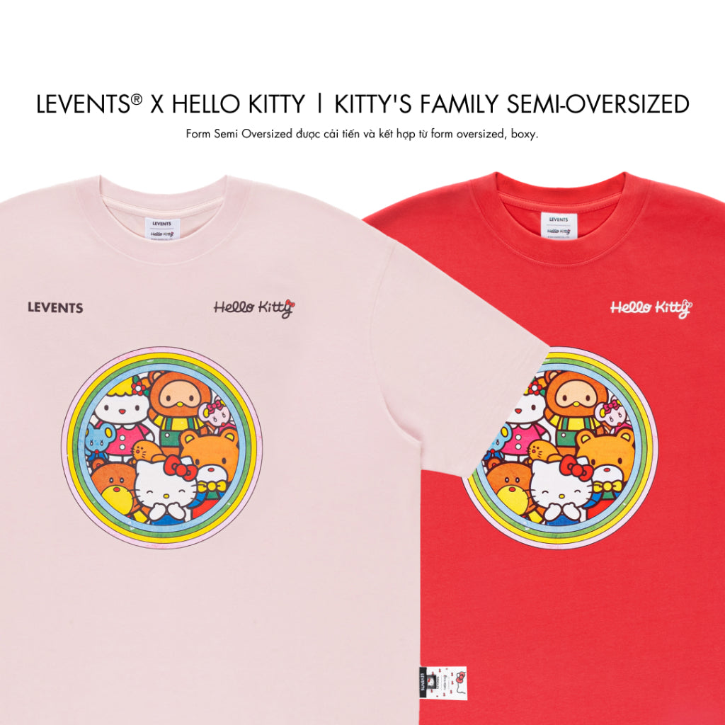 Levents x Hello Kitty | Áo Thun Kitty's Family Semi-Oversized Tee 100% Cotton T-shirt Unisex