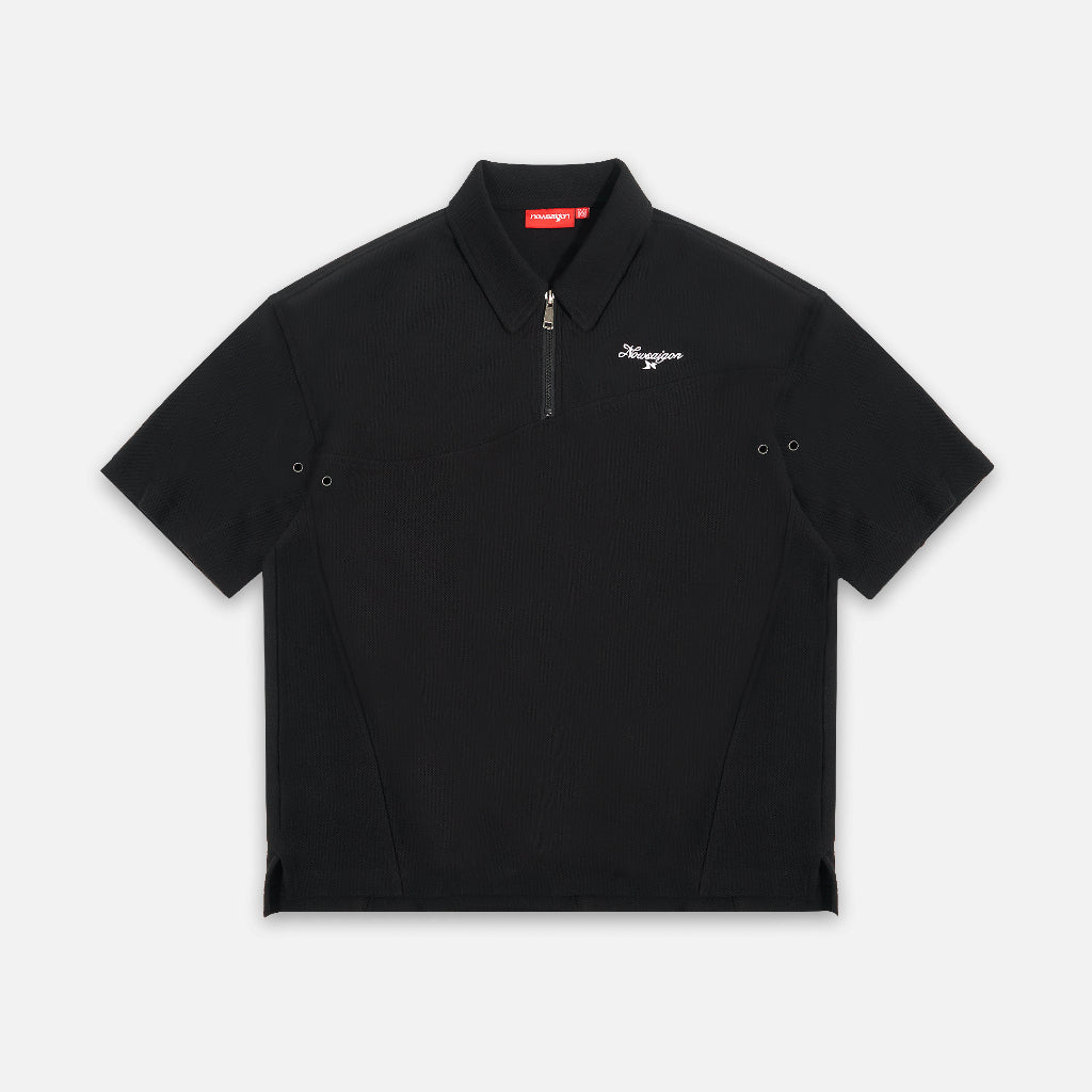 NEEDS OF WISDOM Zip Polo Shirts - Black - Genuine Local Brand