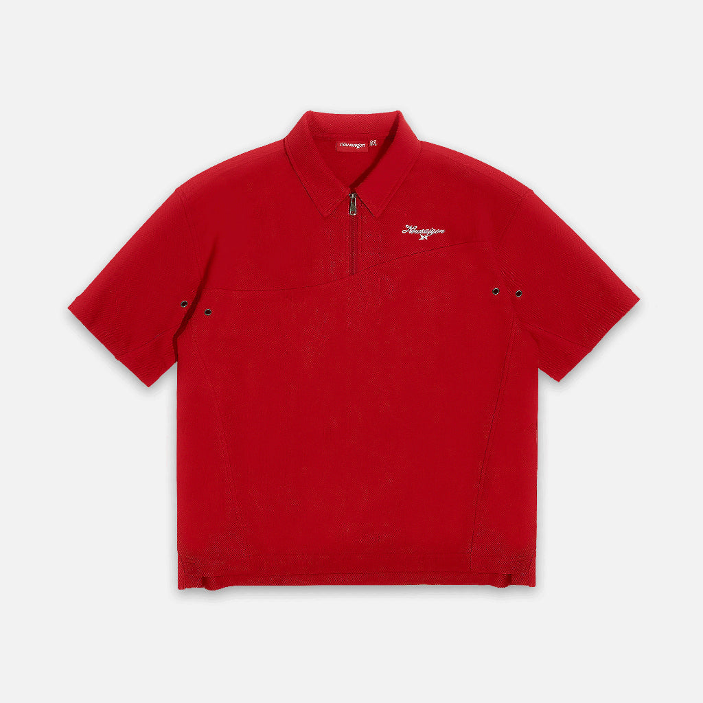NEEDS OF WISDOM Zip Polo Shirts - Red - Genuine Local Brand